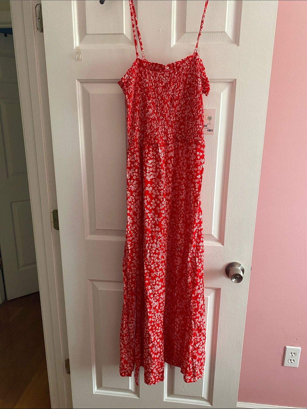 Pacifica Red and White Floral Maxi Dress